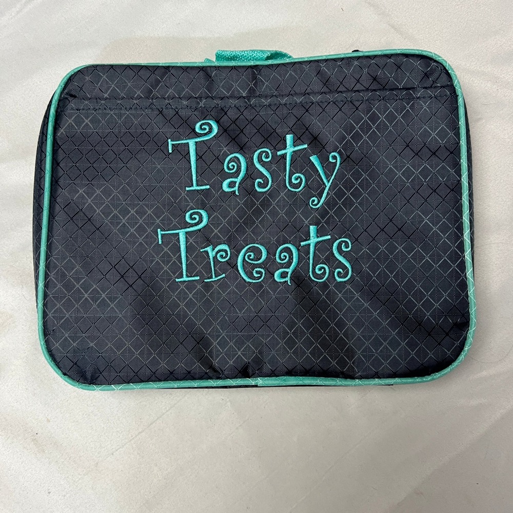 The One Lunch Box Insulated Embroidered Tasty Treats Kids School Travel Navy